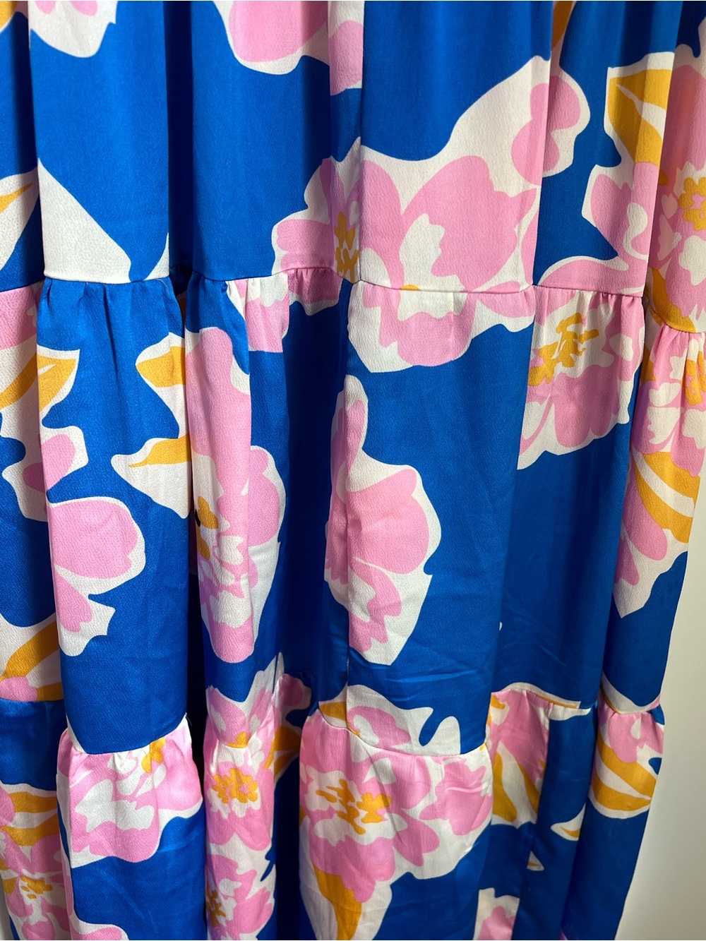 Umgee | Blue Flowy Lightweight Dress with Large Pink and Yellow Print Size S - Picture 12 of 17